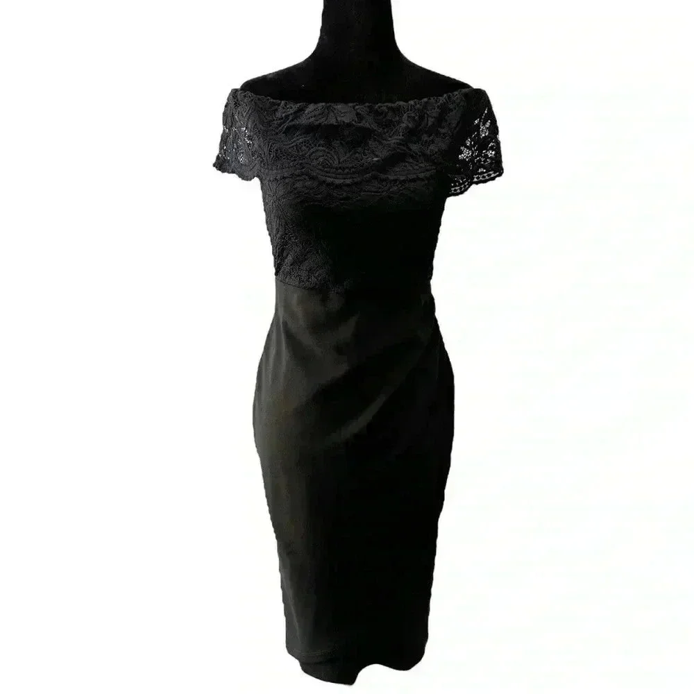 le chateau black lace dress le chateau | Dresses | Le Chateau Lace Dress Black And White Size Small
